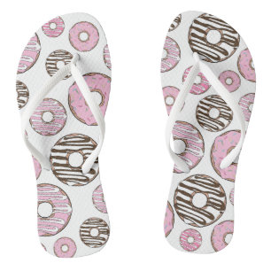 Pattern Of Doughnuts, Pink Doughnuts, White Doughn Thongs