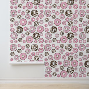 Pattern Of Doughnuts, Pink Doughnuts, White Doughn Wallpaper