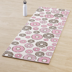 Pattern Of Doughnuts, Pink Doughnuts, White Doughn Yoga Mat