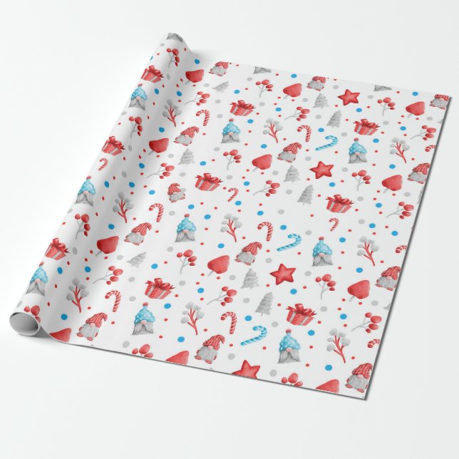 Pattern Of Dwarves, Gifts, Candies Wrapping Paper (Unrolled)