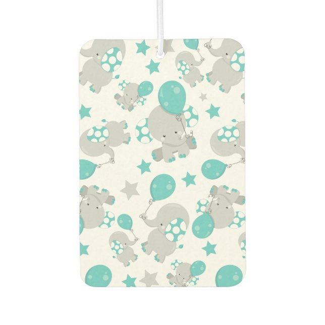 Pattern Of Elephants, Cute Elephants - Blue Grey Car Air Freshener (Front)