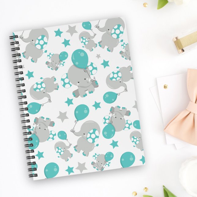 Pattern Of Elephants, Cute Elephants - Blue Grey Planner (Creator Uploaded)