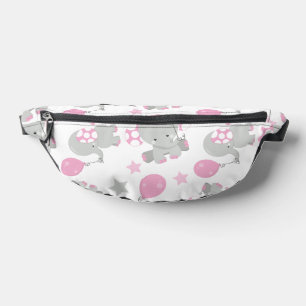 Pattern Of Elephants, Cute Elephants - Pink Grey Bum Bags