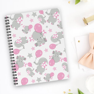 Pattern Of Elephants, Cute Elephants - Pink Grey Planner