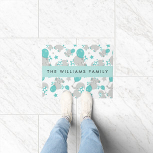 Pattern Of Elephants, Cute Elephants, Your Name Doormat