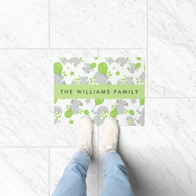 Pattern Of Elephants, Cute Elephants, Your Name Doormat (Indoor)