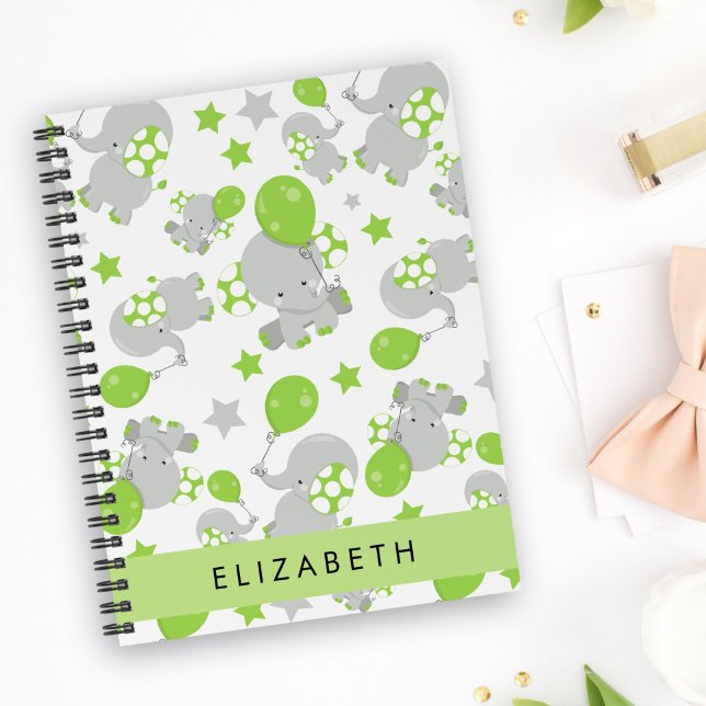 Pattern Of Elephants, Cute Elephants, Your Name Notebook (Creator Uploaded)