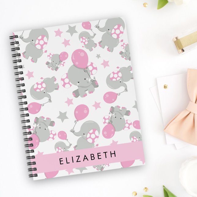 Pattern Of Elephants, Cute Elephants, Your Name Notebook (Creator Uploaded)