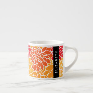 Pattern Of Flowers, Orange Dahlia, Your Name Espresso Cup