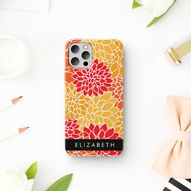 Pattern Of Flowers, Orange Dahlia, Your Name iPhone 16 Case (Creator Uploaded)