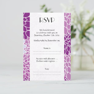 Pattern Of Flowers, Purple Dahlia, Wedding RSVP Card
