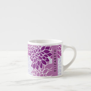 Pattern Of Flowers, Purple Dahlia, Your Name Espresso Cup
