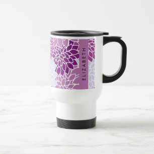 Pattern Of Flowers, Purple Dahlia, Your Name Travel Mug