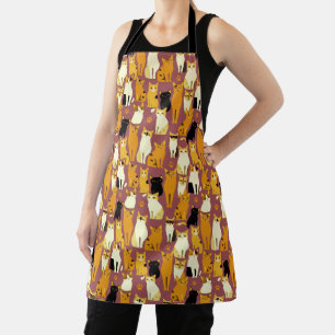 Pattern of Ginger, Black and White Cats Apron