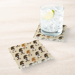 Pattern Of Gnomes, Halloween Gnomes Trick Or Treat Glass Coaster