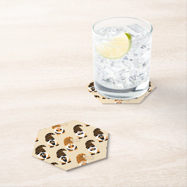 Pattern Of Gnomes, Halloween Gnomes Trick Or Treat Paper Coaster (Insitu)