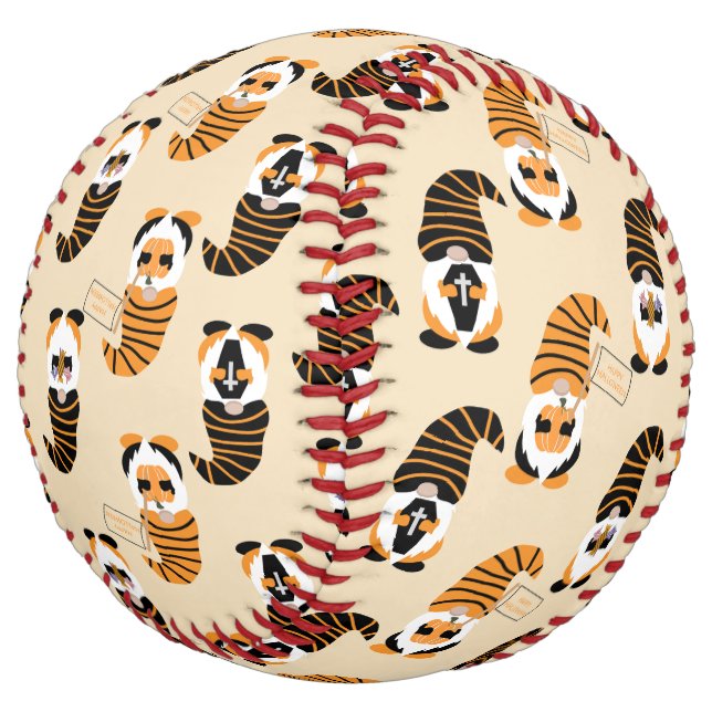 Pattern Of Gnomes, Halloween Gnomes Trick Or Treat Softball (Angled)