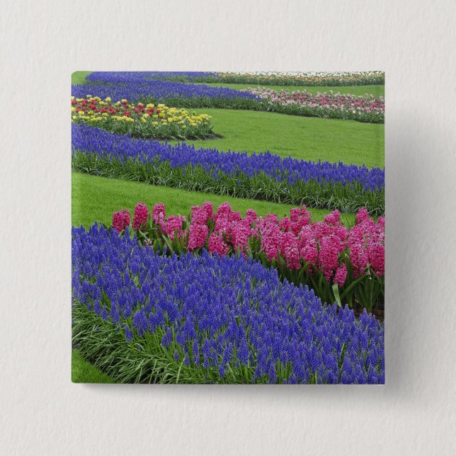 Pattern of Grape Hyacinth, tulips, and 15 Cm Square Badge (Front)