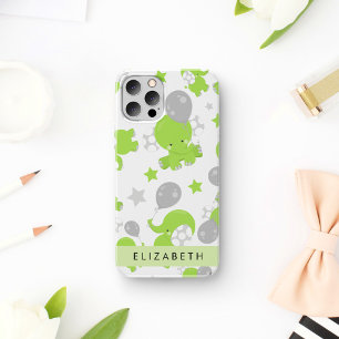 Pattern Of Green Elephants, Stars, Your Name iPhone 16 Case