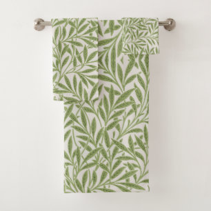 Pattern of green leafy branches  bath towel set