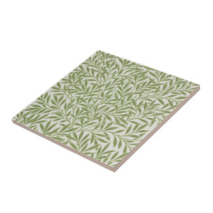 Pattern of green leafy branches ceramic tile
