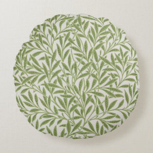 Pattern of green leafy branches round cushion