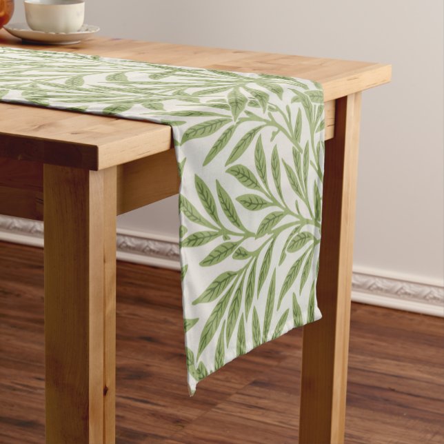 Pattern of green leafy branches  short table runner (In Situ)