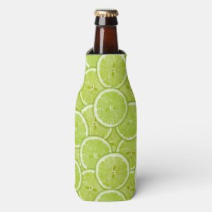 Pattern Of Green Lime Slices Bottle Cooler