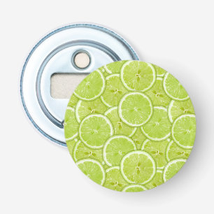 Pattern Of Green Lime Slices Bottle Opener