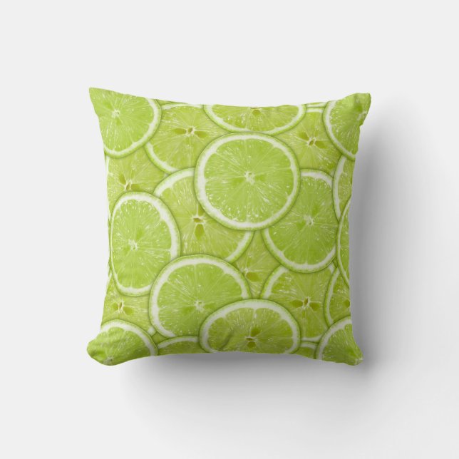 Pattern Of Green Lime Slices Cushion (Front)