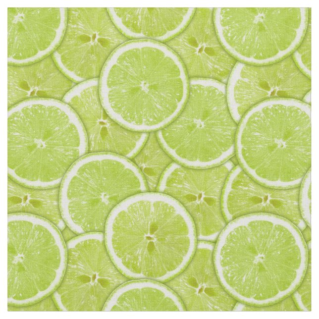 Pattern Of Green Lime Slices Fabric (Close Up)