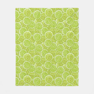 Pattern Of Green Lime Slices Fleece Blanket