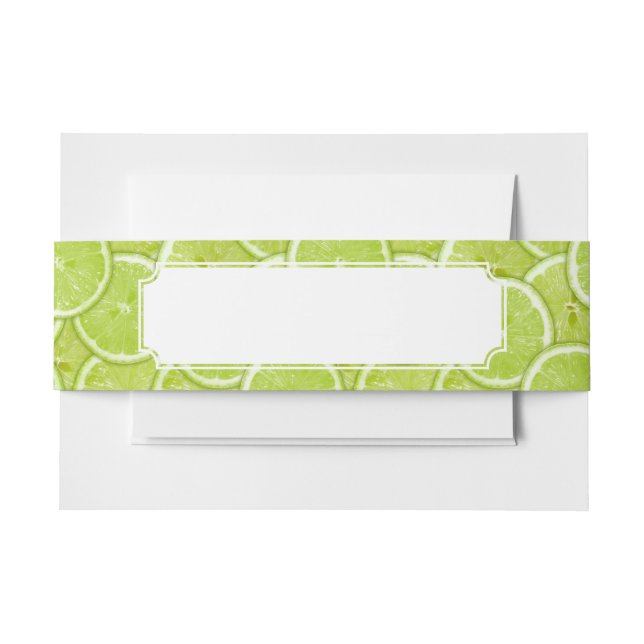 Pattern Of Green Lime Slices Invitation Belly Band (Front Example)