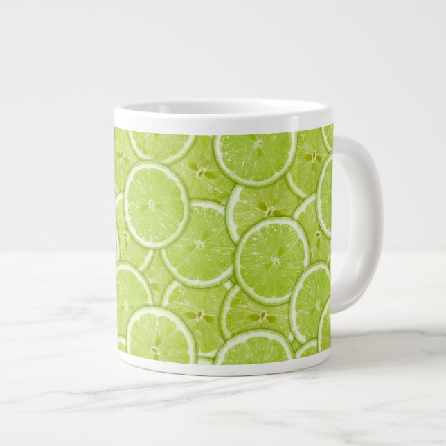 Pattern Of Green Lime Slices Large Coffee Mug (Front Right)