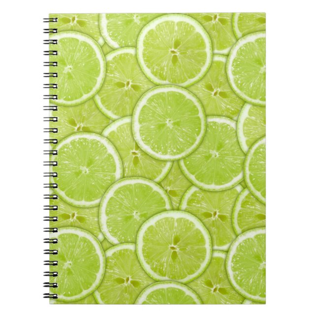Pattern Of Green Lime Slices Notebook (Front)