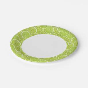 Pattern Of Green Lime Slices Paper Plate