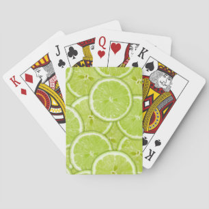 Pattern Of Green Lime Slices Playing Cards