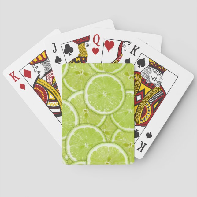 Pattern Of Green Lime Slices Playing Cards (Back)