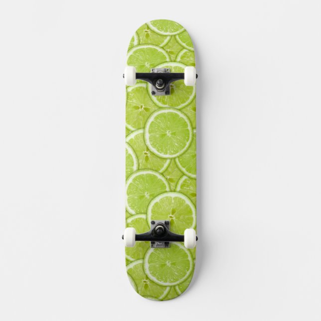 Pattern Of Green Lime Slices Skateboard (Front)
