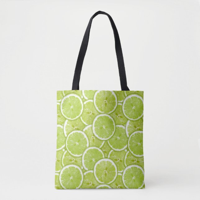 Pattern Of Green Lime Slices Tote Bag (Front)