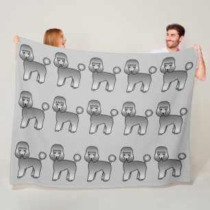 Pattern Of Grey Toy Poodle Cartoon Dogs Fleece Blanket