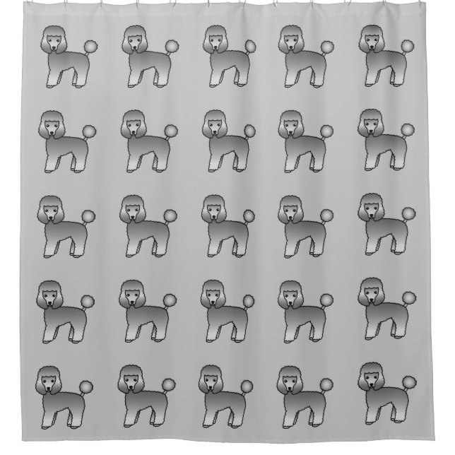 Pattern Of Grey Toy Poodle Dogs Shower Curtain (Front)