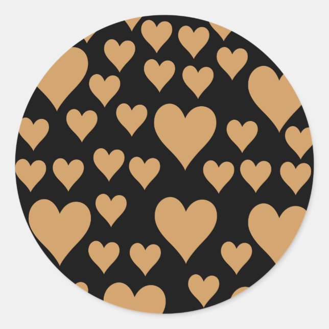 Pattern Of Hearts, Brown Hearts, Love Classic Round Sticker (Front)