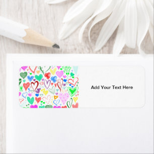 Pattern Of Hearts, Colourful Hearts, Hearts Patter Return Address Label
