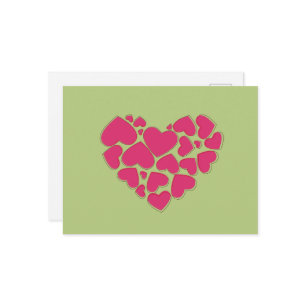Pattern Of Hearts, Pink Hearts, Love Postcard