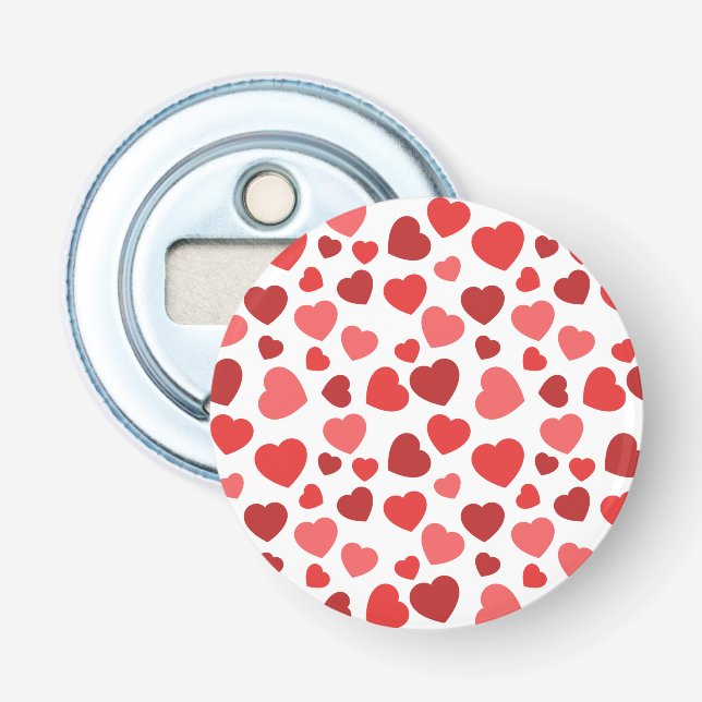 Pattern Of Hearts, Red Hearts, Hearts Pattern Bottle Opener (Front)