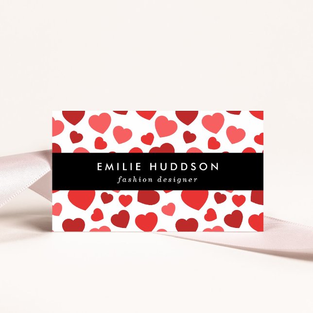 Pattern Of Hearts, Red Hearts, Hearts Pattern Business Card (Creator Uploaded)