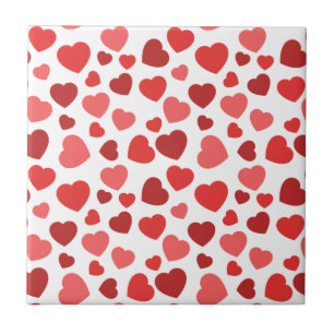 Pattern Of Hearts, Red Hearts, Hearts Pattern Ceramic Tile