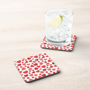Pattern Of Hearts, Red Hearts, Hearts Pattern Coaster