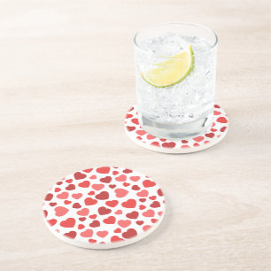 Pattern Of Hearts, Red Hearts, Hearts Pattern Coaster